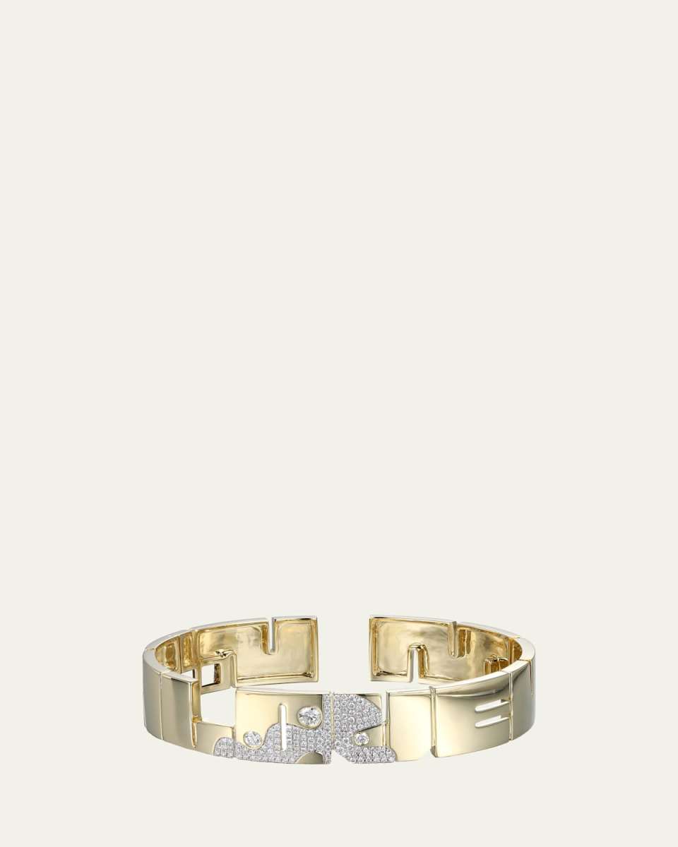 14K Yellow Gold Lava Love Diamond Cuff Bracelet